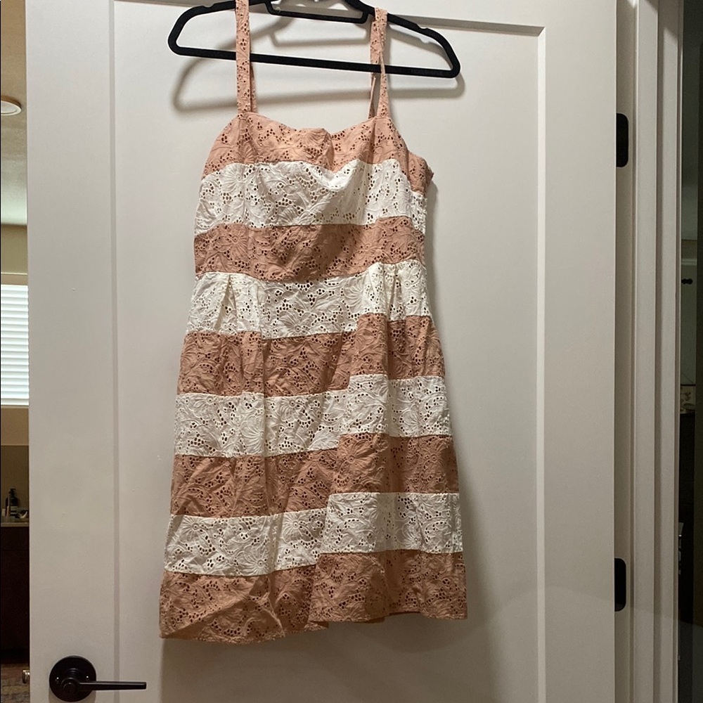 LOFT Lace Dress in Tan